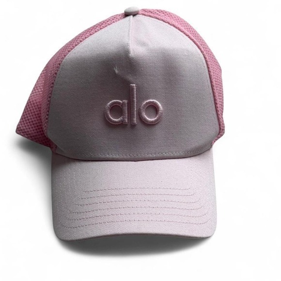 Alo Snapback District Trucker Hat in Pink - Picture 1 of 7
